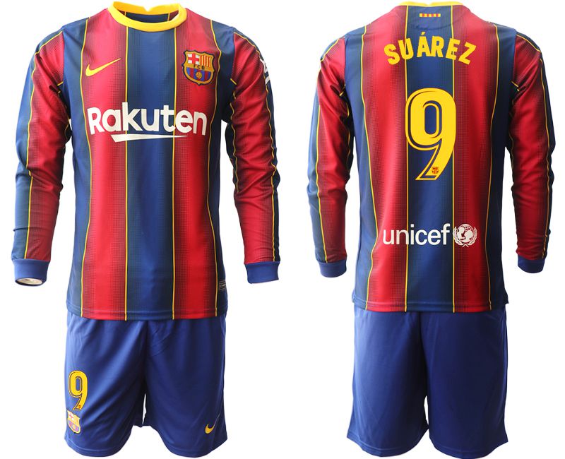 Men 2020-2021 club Barcelona home long sleeve #9 red Soccer Jerseys->barcelona jersey->Soccer Club Jersey